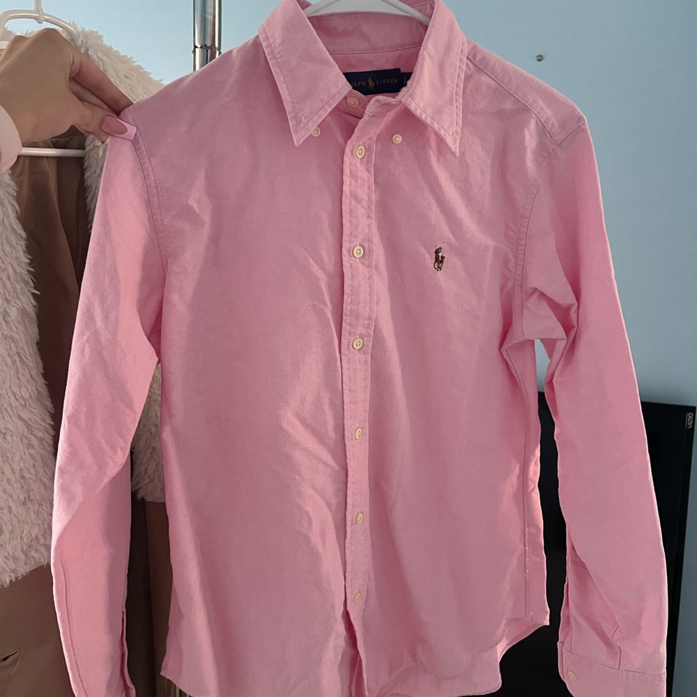 Ralph Lauren Womens Pink Button-Down Shirt